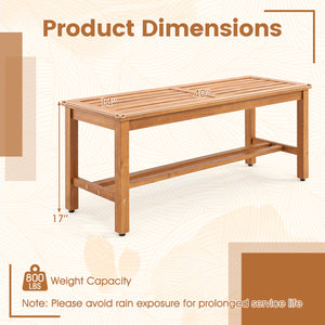 Outdoor Acacia Wood Patio Bench for 2 with Slatted Seat-1 Piece