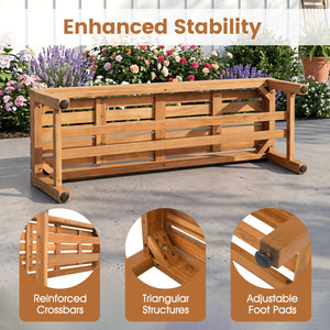 Outdoor Acacia Wood Patio Bench for 2 with Slatted Seat-2 Pieces