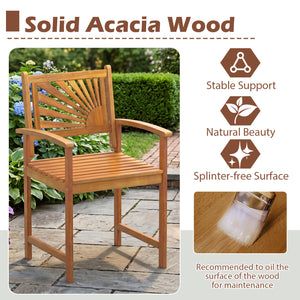 Outdoor Acacia Wood Dining Chairs-3 Pieces