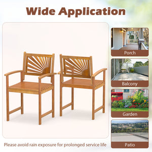 Outdoor Acacia Wood Dining Chairs-3 Pieces