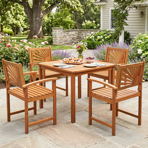 Outdoor Acacia Wood Dining Chairs-3 Pieces