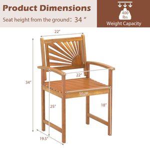 Outdoor Acacia Wood Dining Chairs-3 Pieces