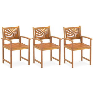 Outdoor Acacia Wood Dining Chairs-3 Pieces