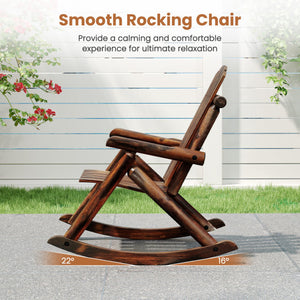 Outdoor Adirondack Rocking Chair for Adults Solid Wood Porch Rocker-Brown
