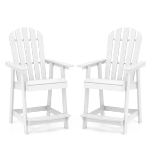 HDPE Patio Chair with Armrest and Footrest for Indoor Outdoor-White