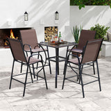 Outdoor Bar Stools Set of 2 29 Inch Fabric Bar Height Stools with Armrests-Brown