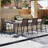 Outdoor Bar Stools Set of 2 29 Inch Fabric Bar Height Stools with Armrests-Brown