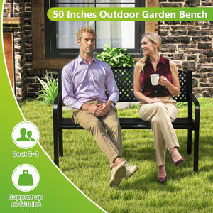 Outdoor Bench Metal Loveseat Patio Bench for 2-3-Person-Black