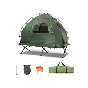 1-Person Folding Camping Tent with Sunshade and Air Mattress by DirectDeals
