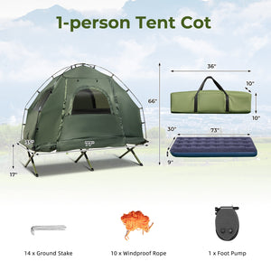1-Person Folding Camping Tent with Sunshade and Air Mattress by DirectDeals