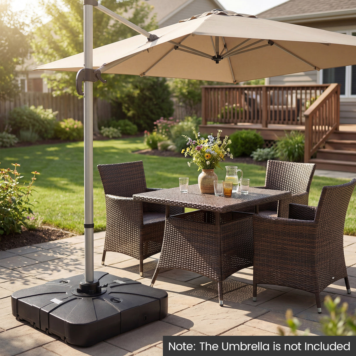 Outdoor Cantilever Umbrella Base Square Water and Sand Fillable Base-35 Inches