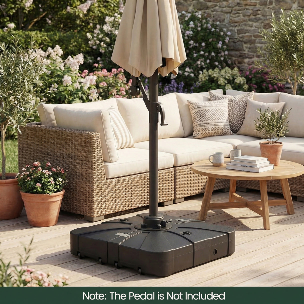 Outdoor Cantilever Umbrella Base Square Water and Sand Fillable Base-34 Inches