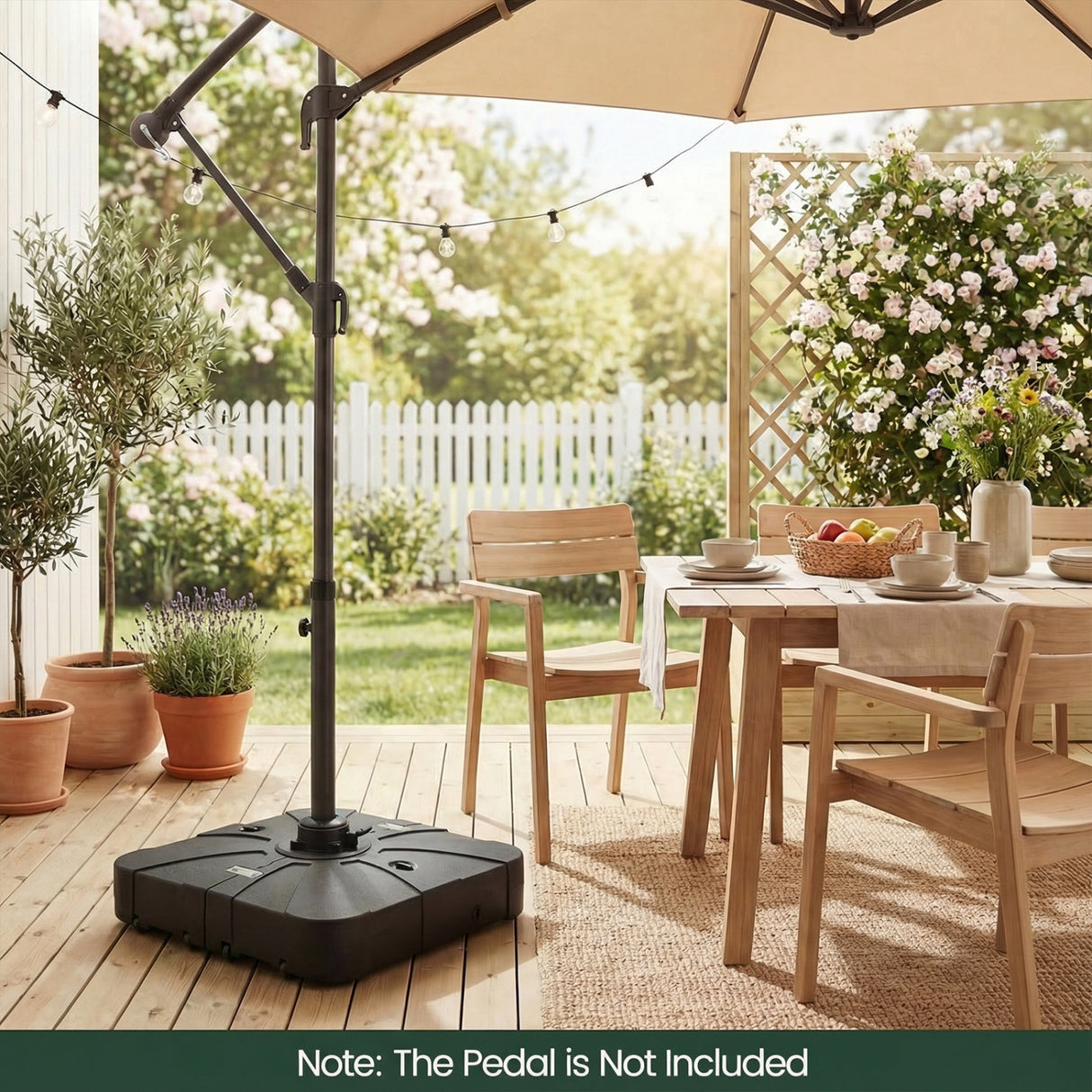 Outdoor Cantilever Umbrella Base Square Water and Sand Fillable Base-34 Inches