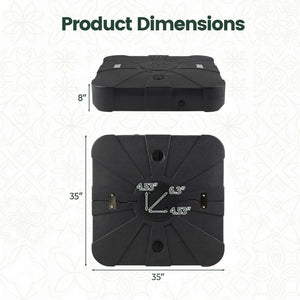 Outdoor Cantilever Umbrella Base Square Water and Sand Fillable Base-34 Inches