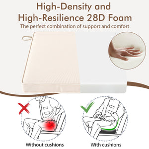 Outdoor Chair Cushion Set of 2 Waterproof Fade-Resistant Olefin Seat Cushions-Beige