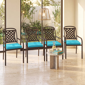 Outdoor Chair Cushion Set of 4 Waterproof Olefin Seat Cushions-Turquoise