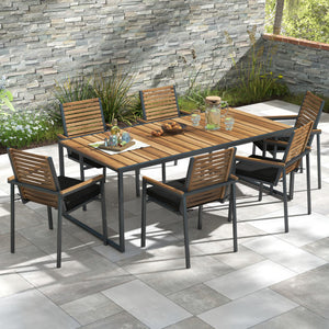 Outdoor Chair Cushion Set of 2 Waterproof Fade-Resistant Olefin Seat Cushions-Black