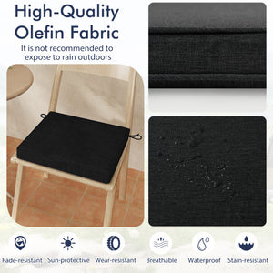Outdoor Chair Cushion Set of 2 Waterproof Fade-Resistant Olefin Seat Cushions-Black