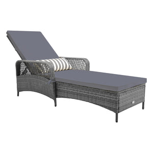 Outdoor Chaise Lounge Chair Patio Recliner with 6-level Backrest-Gray