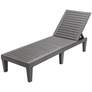 Outdoor Chaise Lounge Chair with 5 Positions Adjustable Backrest-Grey