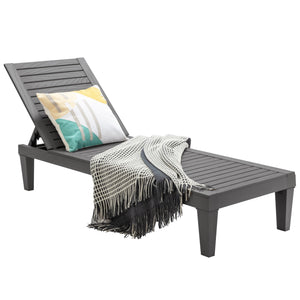 Outdoor Chaise Lounge Chair with 5 Positions Adjustable Backrest-Grey
