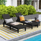 Outdoor Chaise Lounger Chair with Waterproof Rattan Textured PP Surface and 330 lbs Capacity-Black