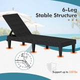 Outdoor Chaise Lounger Chair with Waterproof Rattan Textured PP Surface and 330 lbs Capacity-Black