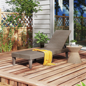 Outdoor Chaise Lounger Chair with Waterproof Rattan Textured PP Surface and 330 lbs Capacity-Brown