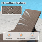Outdoor Chaise Lounger Chair with Waterproof Rattan Textured PP Surface and 330 lbs Capacity-Brown