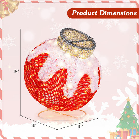 Outdoor Christmas Lantern Pop-Up Lighted Festive Ball with 80 LED Lights and Support Base