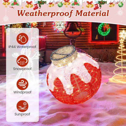 Outdoor Christmas Lantern Pop-Up Lighted Festive Ball with 80 LED Lights and Support Base