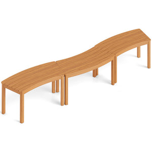 Outdoor Curved Acacia  Wood Bench Set of 2/3/4 for Front Porch-3