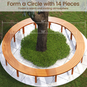 Outdoor Curved Acacia  Wood Bench Set of 2/3/4 for Front Porch-3