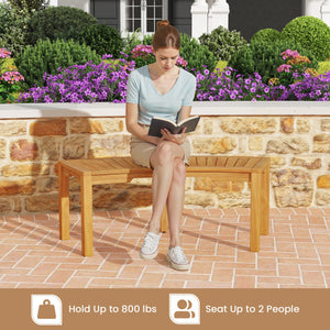 Set of 7 Outdoor Bench Acacia Wood Curved Garden Bench 2-Person