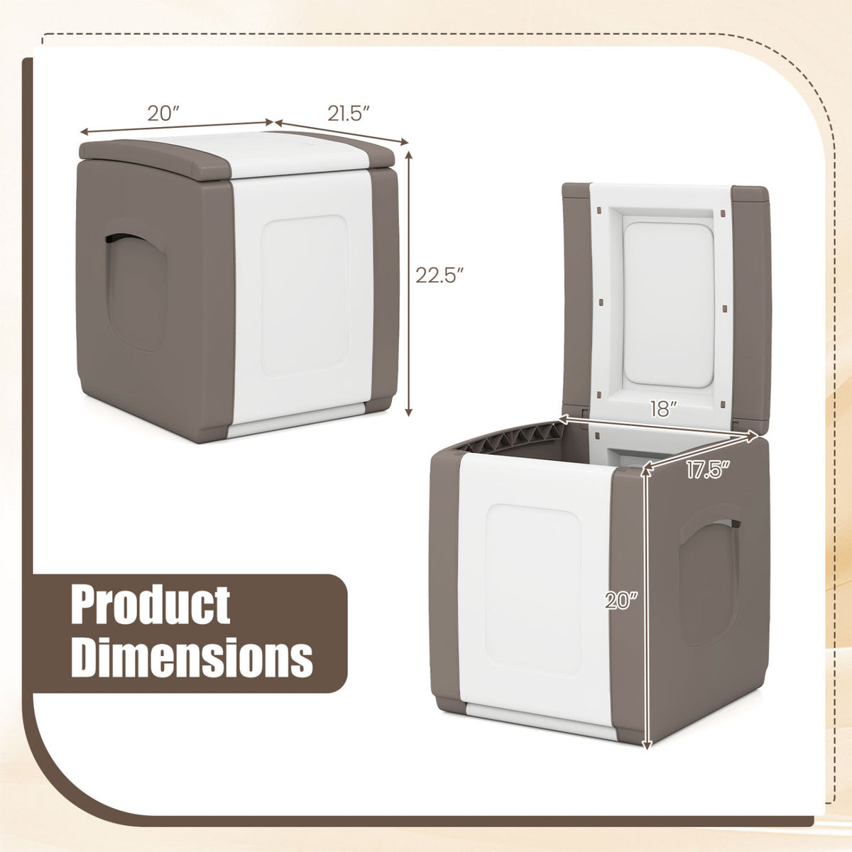 Outdoor Deck Box with Lid for Packages and Garden-Beige