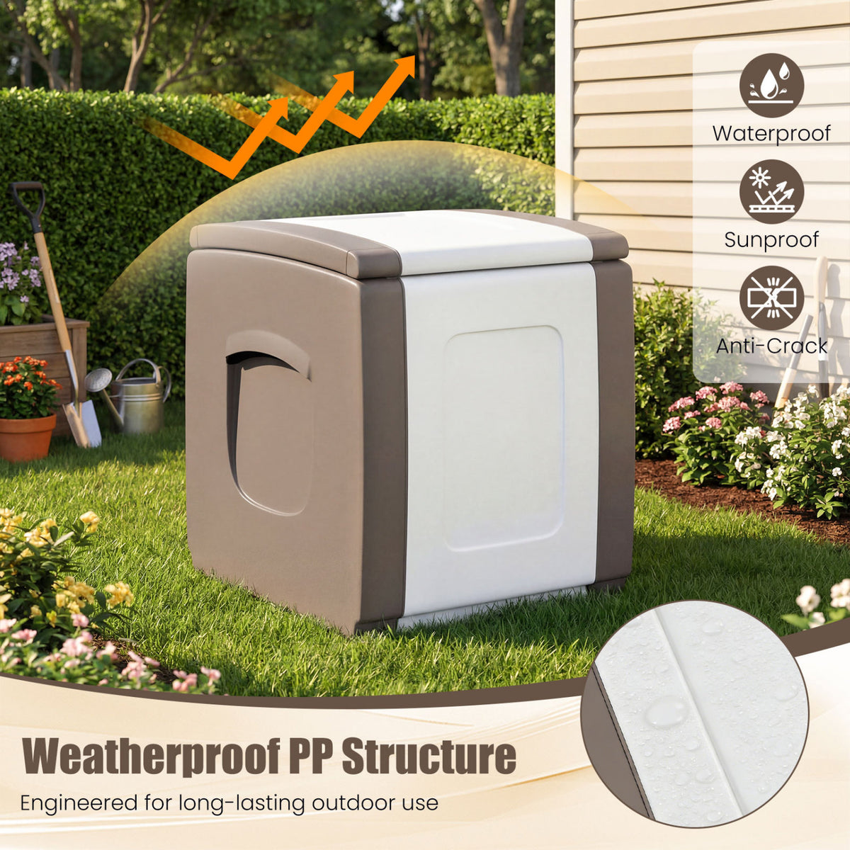 Outdoor Deck Box with Lid for Packages and Garden-Beige
