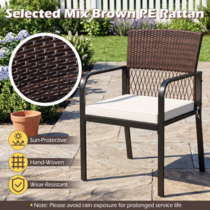 Outdoor Dining Chairs Set of 4 with Padded Cushion and Adjustable Feet for Patio-Beige