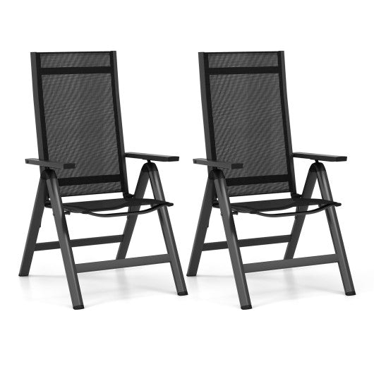 Outdoor Dining Chair with Soft Padded Seat and 7-Position Adjustable Backrest Set of 2-Black
