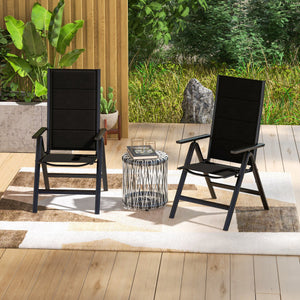 Outdoor Dining Chair with Soft Padded Seat and 7-Position Adjustable Backrest-Black