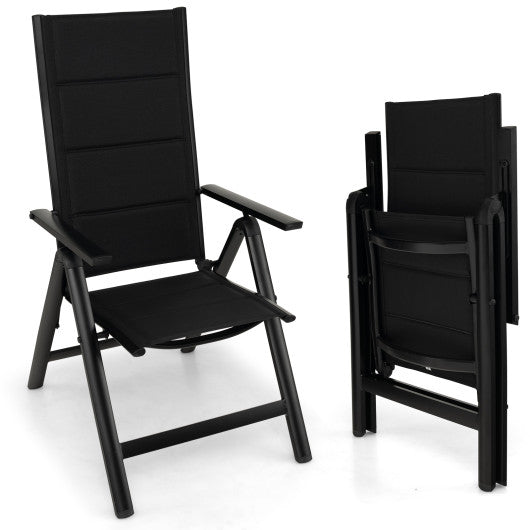 Outdoor Dining Chair with Soft Padded Seat and 7-Position Adjustable Backrest-Black