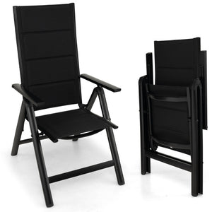 Outdoor Dining Chair with Soft Padded Seat and 7-Position Adjustable Backrest-Black