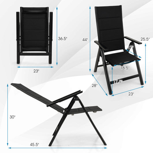 Outdoor Dining Chair with Soft Padded Seat and 7-Position Adjustable Backrest-Black