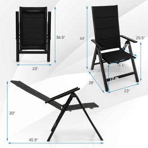 Outdoor Dining Chair with Soft Padded Seat and 7-Position Adjustable Backrest-Black