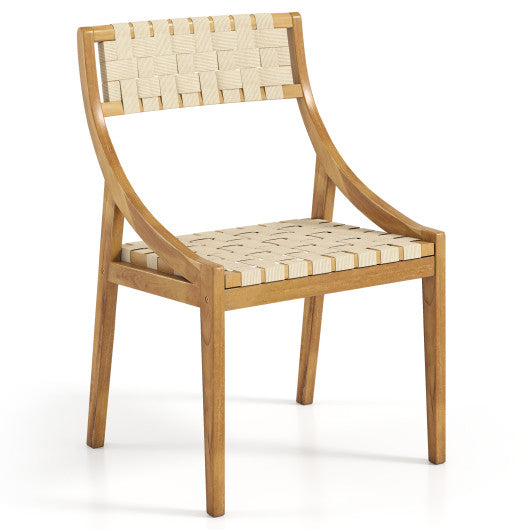 Outdoor Dining Chair with Webbing Seat and Backrest-Natural