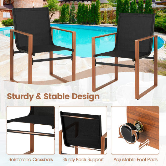 Outdoor Dining Chairs with Breathable Seat and Backrest Set of 2-Black