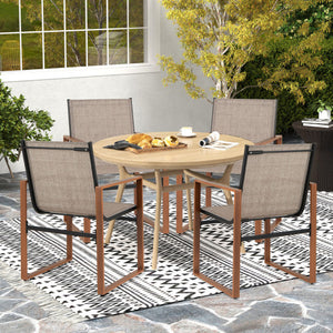 Outdoor Dining Chairs with Breathable Seat and Backrest Set of 2-Brown