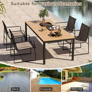 Outdoor Dining Chairs Set of 2 Patio Furniture Chair with Breathable Seat and Backrest-Brown