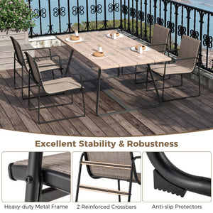 Outdoor Dining Chairs Set of 4 Patio Furniture Chair with Breathable Seat and Backrest-Brown