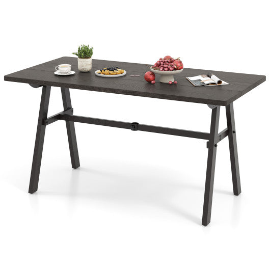 Outdoor Dining Tale for 6 with 1.93 Inch Umbrella Hole for Garden-Dark Brown