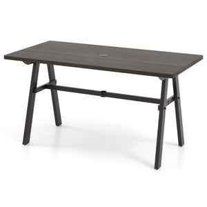 Outdoor Dining Tale for 6 with 1.93 Inch Umbrella Hole for Garden-Dark Brown